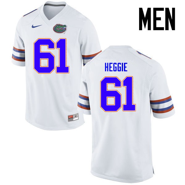 Florida Gators Men #61 Brett Heggie College Football Jersey White